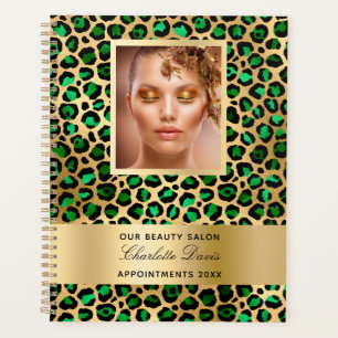Emerald green gold leopard beauty salon 2025 planner