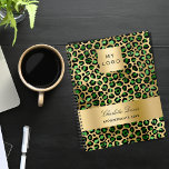 Emerald green gold leopard business logo 2025 planner<br><div class="desc">Elegant,  cool,  glamourous and feminine with emerald green and faux gold leopard pattern.  Personalise and add your business logo,  name and a title. The name is written with a modern hand lettered style script.
Back: leopard pattern and your logo.</div>