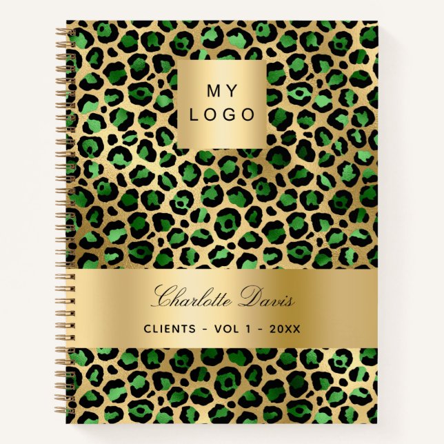 Emerald green gold leopard business logo notebook (Front)