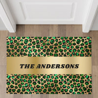 Emerald green gold leopard pattern family name