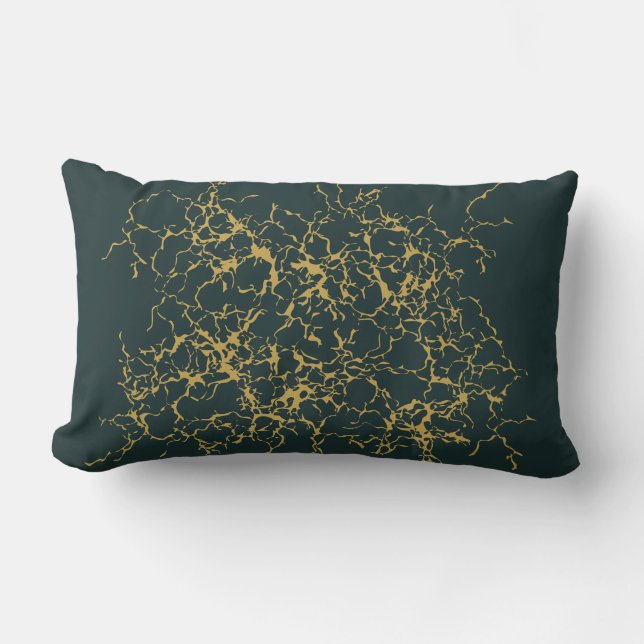 Emerald Green Gold Modern Abstract  Lumbar Cushion (Front)