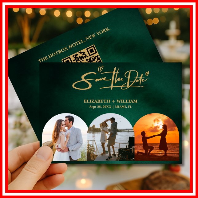 Emerald Green & Gold Modern Elegant Save The Date (Creator Uploaded)