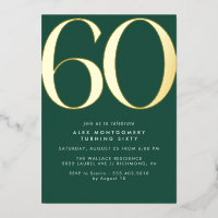 Emerald Green & Gold | Modern Simple 60th Birthday