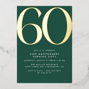 Emerald Green & Gold Modern Simple 60th Birthday