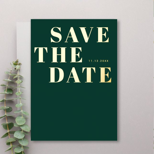 Emerald Green Gold Modern Wedding Save the Date (Creator Uploaded)