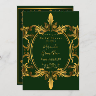 Emerald Green Gold Ornament Bridal Shower Invitation