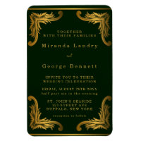 Emerald Green Gold Ornament Wedding Invitation
