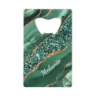 Emerald Green Gold Personalized Name Bottle Opener