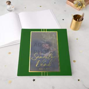 Emerald Green Gold Photo Wedding Foil Guest Book