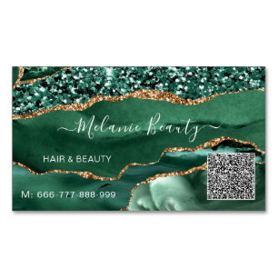 Emerald Green Gold QR Code Business Card Magnet