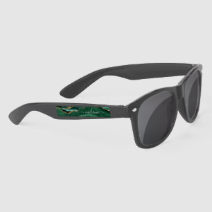 Emerald Green Gold Sunglasses with Custom Name