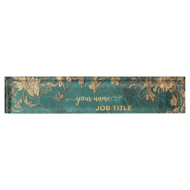 Emerald green Gold Vintage Nameplate (Front)