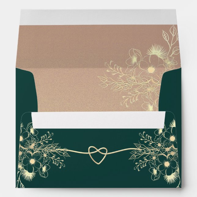 Emerald Green Gold Wedding Envelope (Back (Bottom))