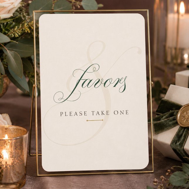 Emerald Green Gold Wedding Favours Tabletop Sign (Emerald Green Gold Wedding Favors Tabletop Sign)