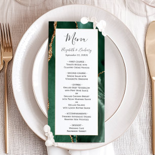 Emerald Green Gold Wedding Menu