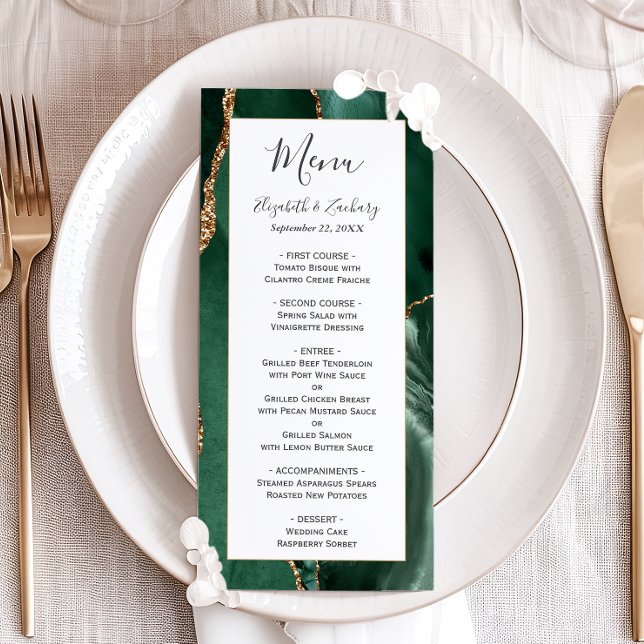 Emerald Green Gold Wedding Menu (Creator Uploaded)