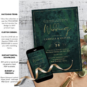 Emerald Green Gold Wedding Print Digital Download Invitation