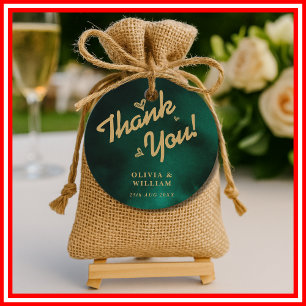 Emerald Green & Gold Wedding Thank You Favour Tags