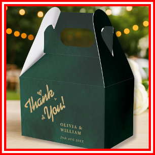 Emerald Green & Gold Wildflower Wedding Thank You Favour Box