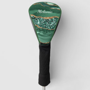 Emerald Green Gold Your Name Golf Head Cover Gift