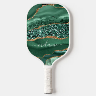 Emerald Green Gold Your Name Pickleball Paddle