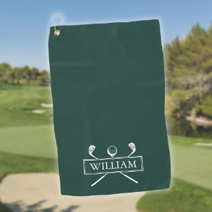Emerald Green Golf Clubs Ball Personalised Name Towel