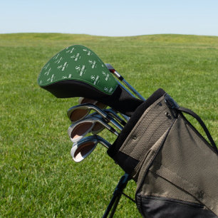 Emerald Green Golfer 1-initial Monogram allover Golf Head Cover