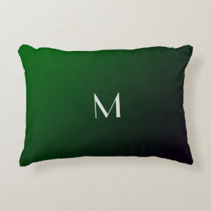 Emerald Green Gradient - bold monogram Decorative Cushion