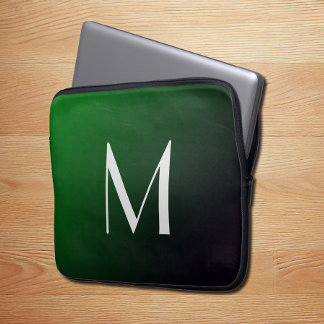  Emerald Green Gradient -  bold monogram Laptop Sleeve