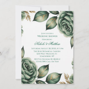 Emerald Green & Green Floral Wedding Shower Invitation