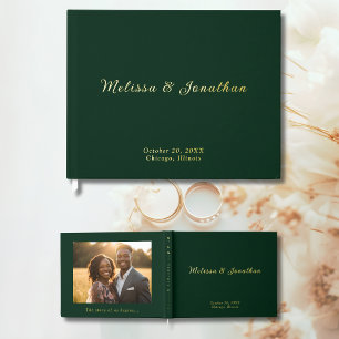 Emerald Green Guest Book Photo Foil Guestbook 