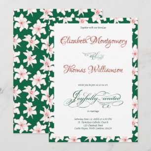Emerald Green Hand Drawn Floral Wedding Invitation