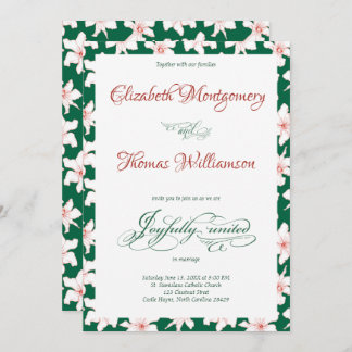 Emerald Green Hand Drawn Floral Wedding Invitation