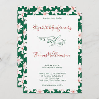 Emerald Green Hand Drawn Floral Wedding Invitation