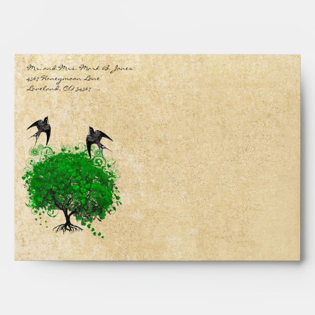 Emerald Green Heart Leaf Tree Envelopes (Front)