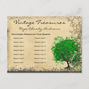 Emerald Green Heart Leaf Tree Save the Date Announcement Postcard