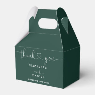Emerald Green Heart Script Wedding Favour Box