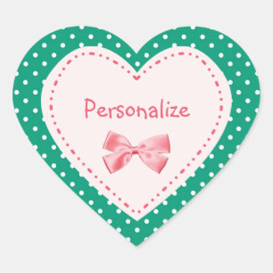 Emerald Green Heart With Name Heart Sticker
