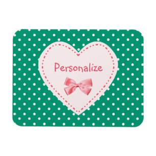 Emerald Green Heart With Name Magnet