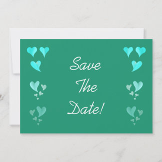 Emerald Green Hearts Save The Date
