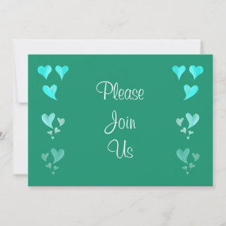 Emerald Green Hearts Wedding Invitation