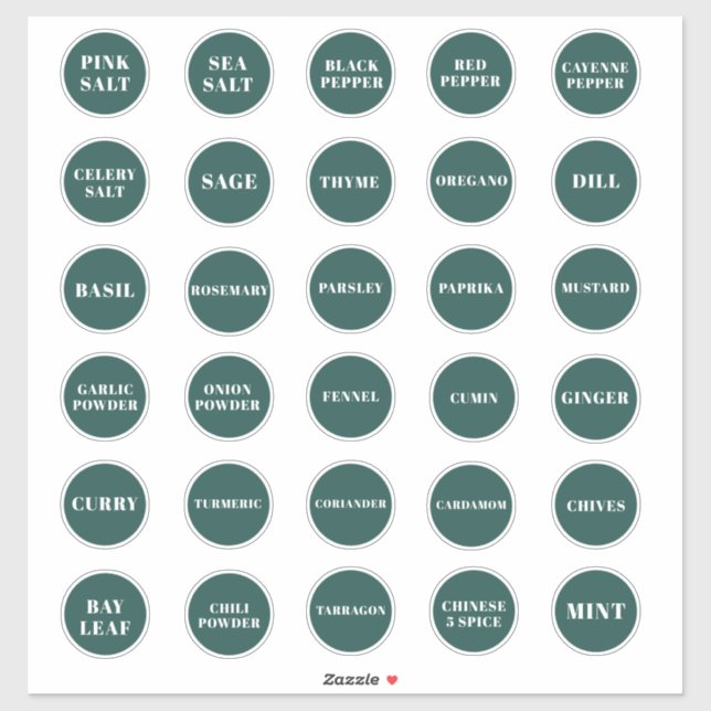 Emerald Green Herb and Spice Labels (Sheet)