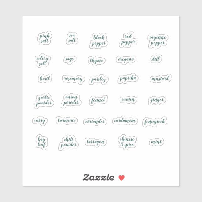 Emerald Green Herb and Spice Labels (Sheet)