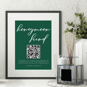 Emerald Green Honeymoon Fund Wedding QR Code Poster
