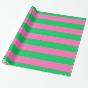 Emerald Green, Hot Pink #2 XL Preppy Stripe 1X Wrapping Paper