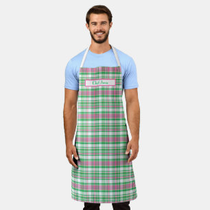 Emerald Green Hot Pink Wht Preppy Madras Apron