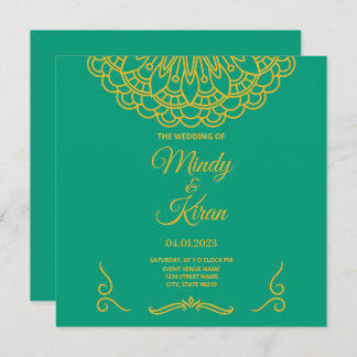 Emerald Green Indian Jewel Tone Wedding Invitation