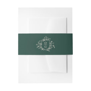 Emerald Green initials wedding Invitation Belly B Invitation Belly Band