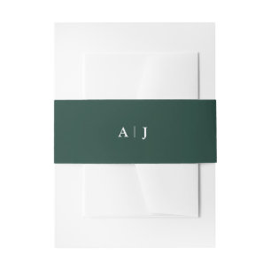 Emerald Green initials wedding Invitation Belly B Invitation Belly Band