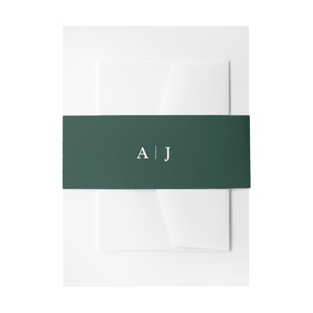 Emerald Green initials wedding  Invitation Belly B Invitation Belly Band (Front Example)
